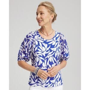 Chico’s Dolman Short‎ Sleeve Knit Top – Rich Cobalt Blue, Size 8/M, NWT